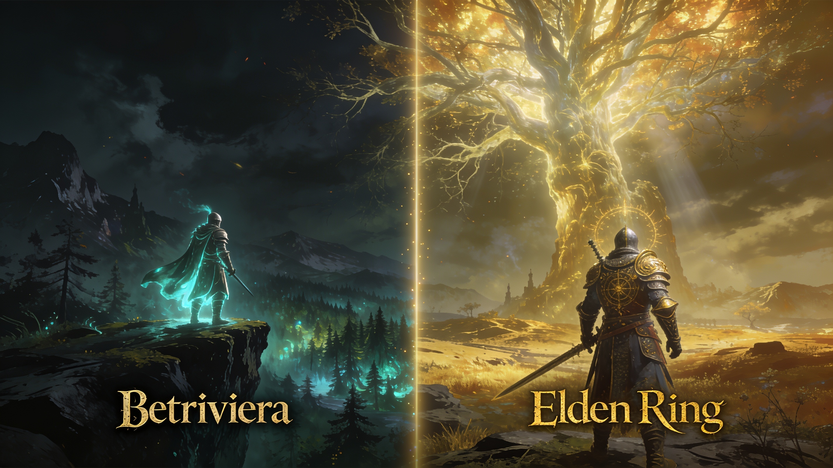 Betriviera vs Elden Ring split screen comparison